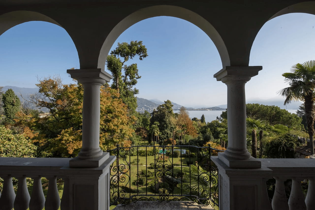 A lakeside loggia at Villa la Romanica overlooking Lake Maggiore